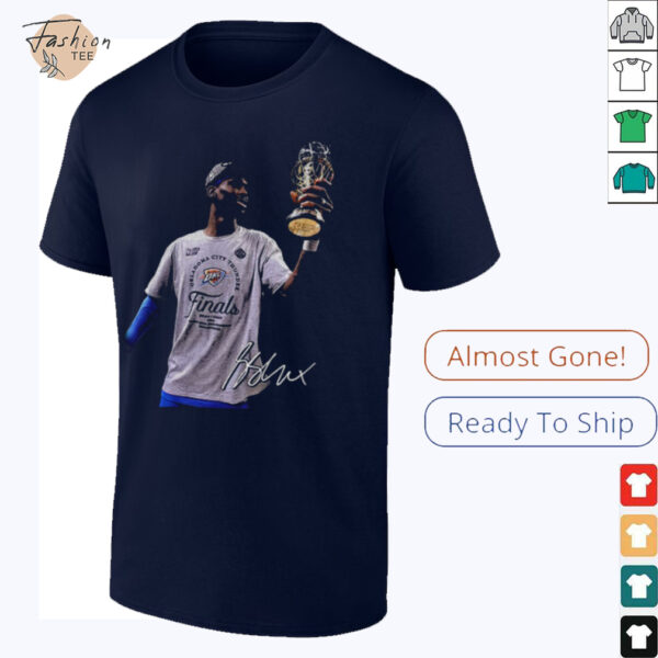 SGA Shai Gilgeous Alexander OKC Thunder holding MVP trophy signature shirt