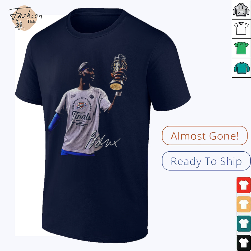 SGA Shai Gilgeous Alexander OKC Thunder holding MVP trophy signature shirt SGA Shai Gilgeous Alexander OKC Thunder holding MVP trophy signature shirt