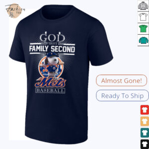 Snoopy God First Family Second Then New York Mets Baseball T Shirt