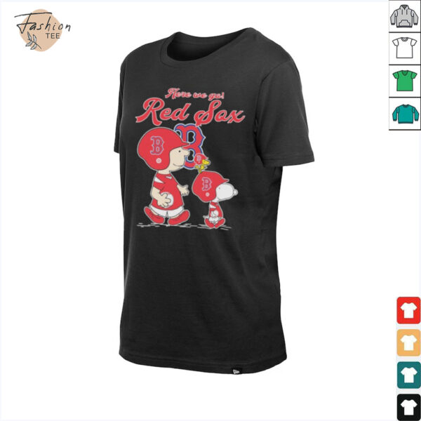 Snoopy Woodstock And Charlie Brown The Peanuts Fan Here We Go Boston Red Sox T shirts
