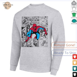 Spider Man Oversized Comic Style Grid Shirt