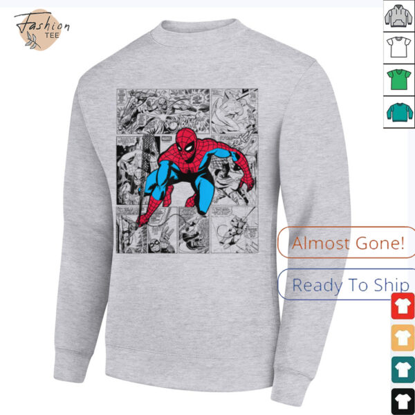 Spider Man Oversized Comic Style Grid Shirt