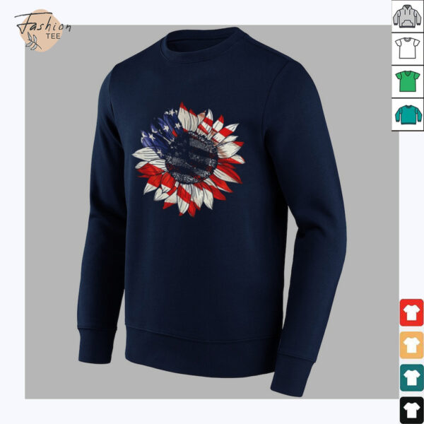 Sunflower American flag 4th of july Merica USA shirt