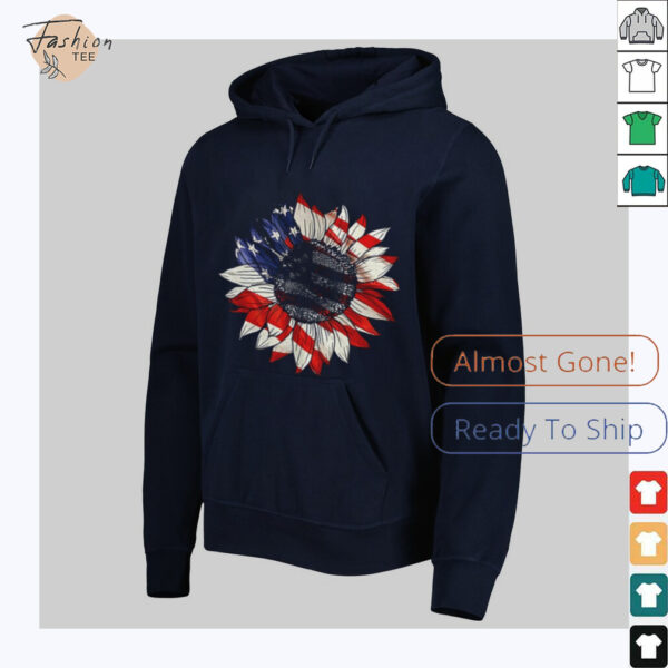 Sunflower American flag 4th of july Merica USA shirt