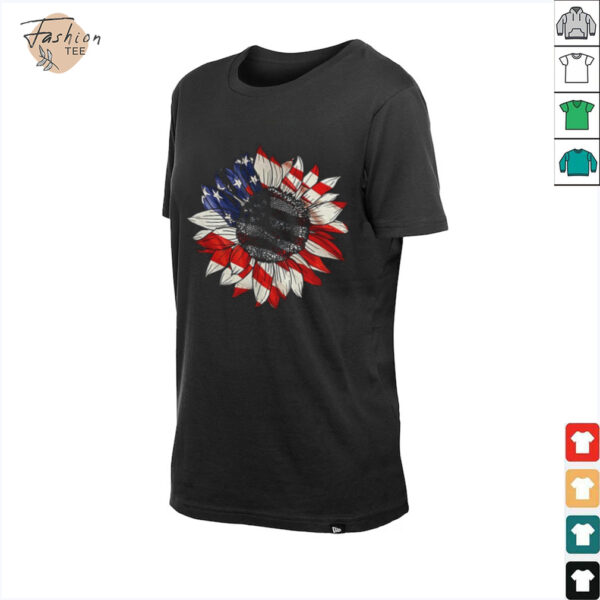 Sunflower American flag 4th of july Merica USA shirt