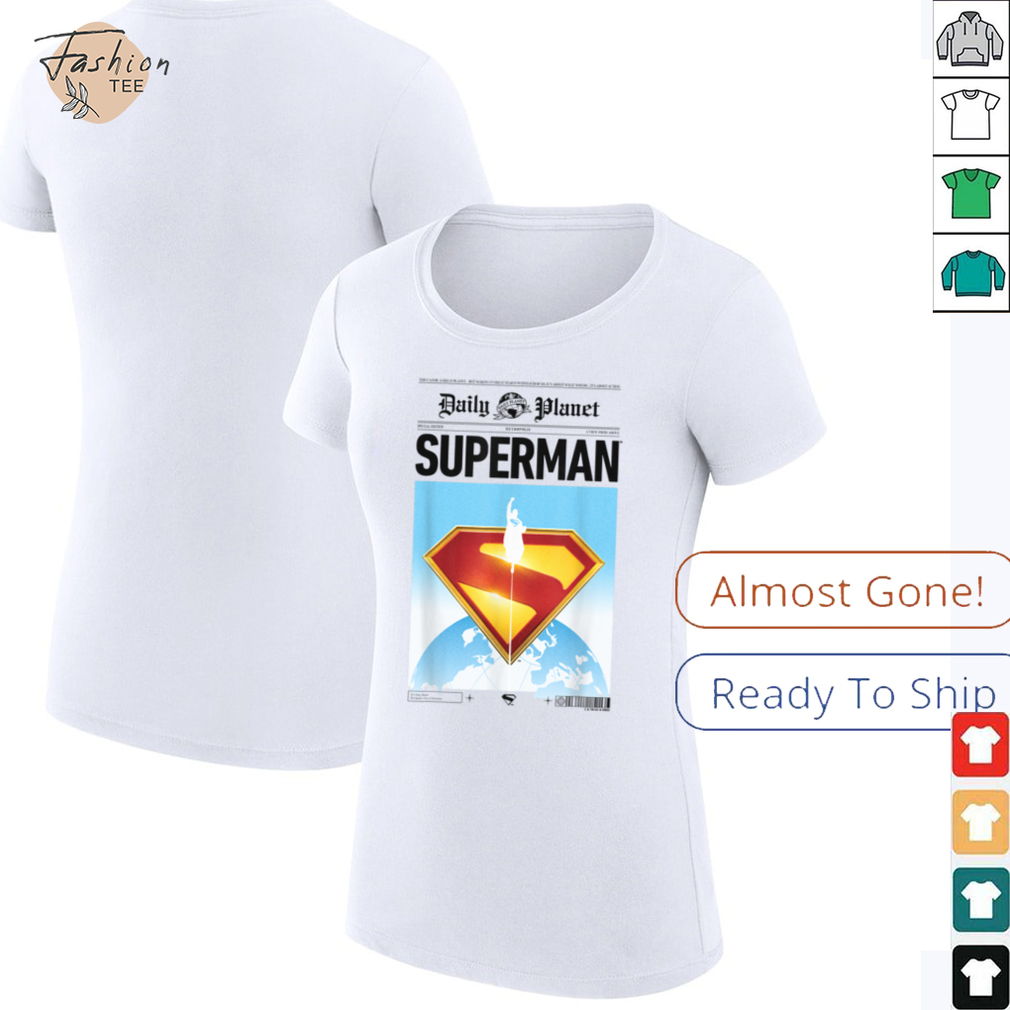 Superman (2025) Daily Planet Front Page Print Red S Shield T Shirt - Lifestyle Shot