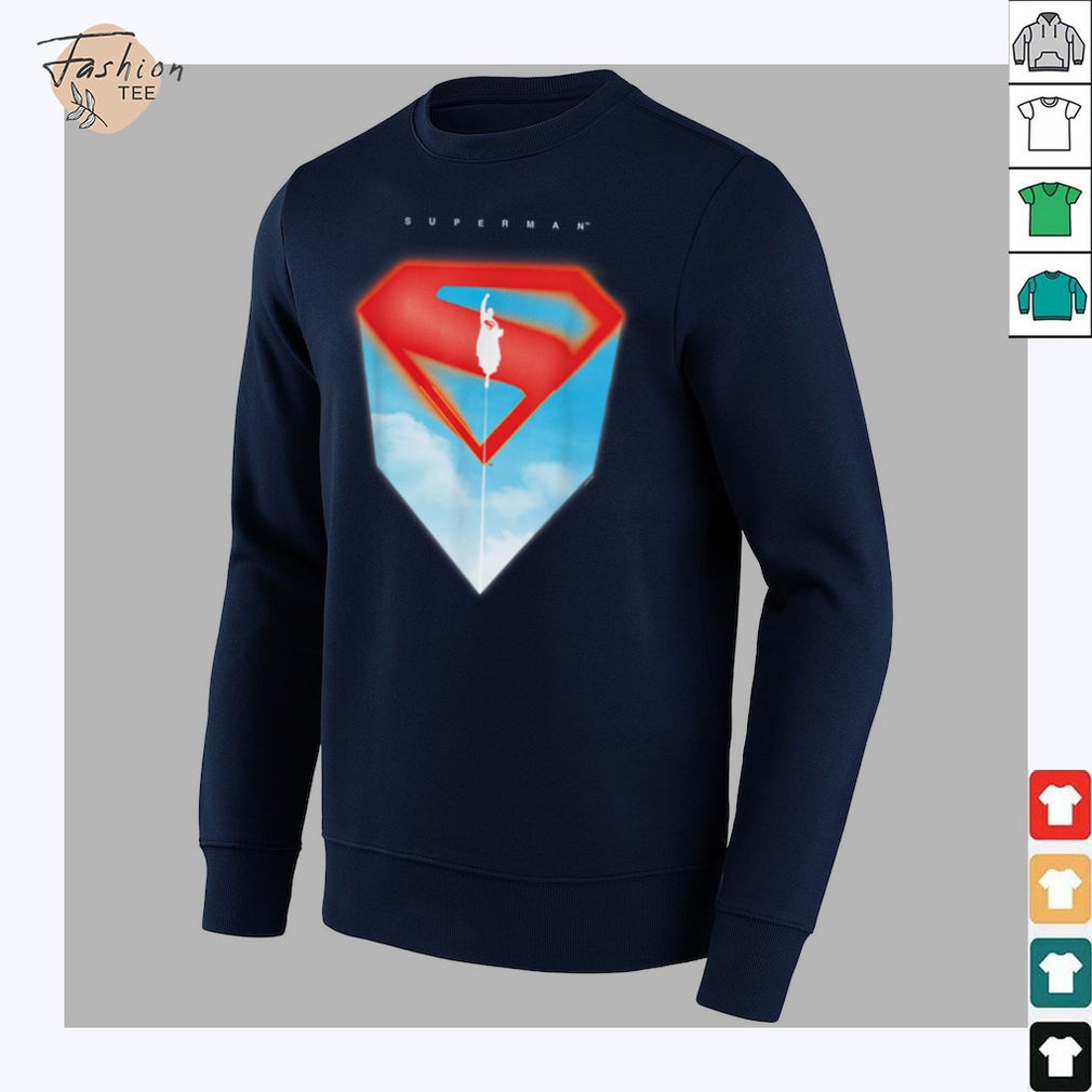Superman (2025) Flying Silhouette Red S Shield Logo T Shirt - Close Up Logo