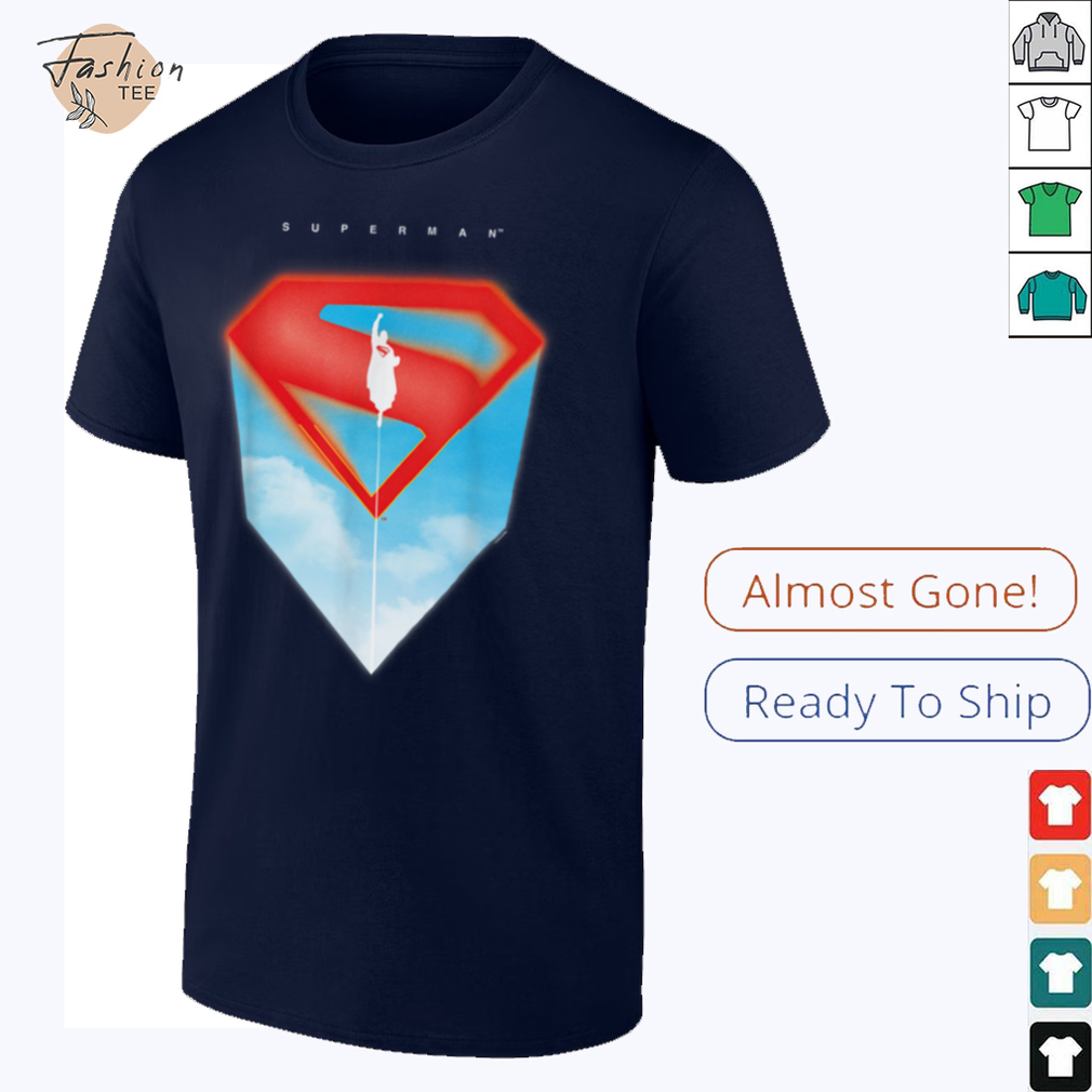 Superman (2025) Flying Silhouette Red S Shield Logo T Shirt - Lifestyle Shot