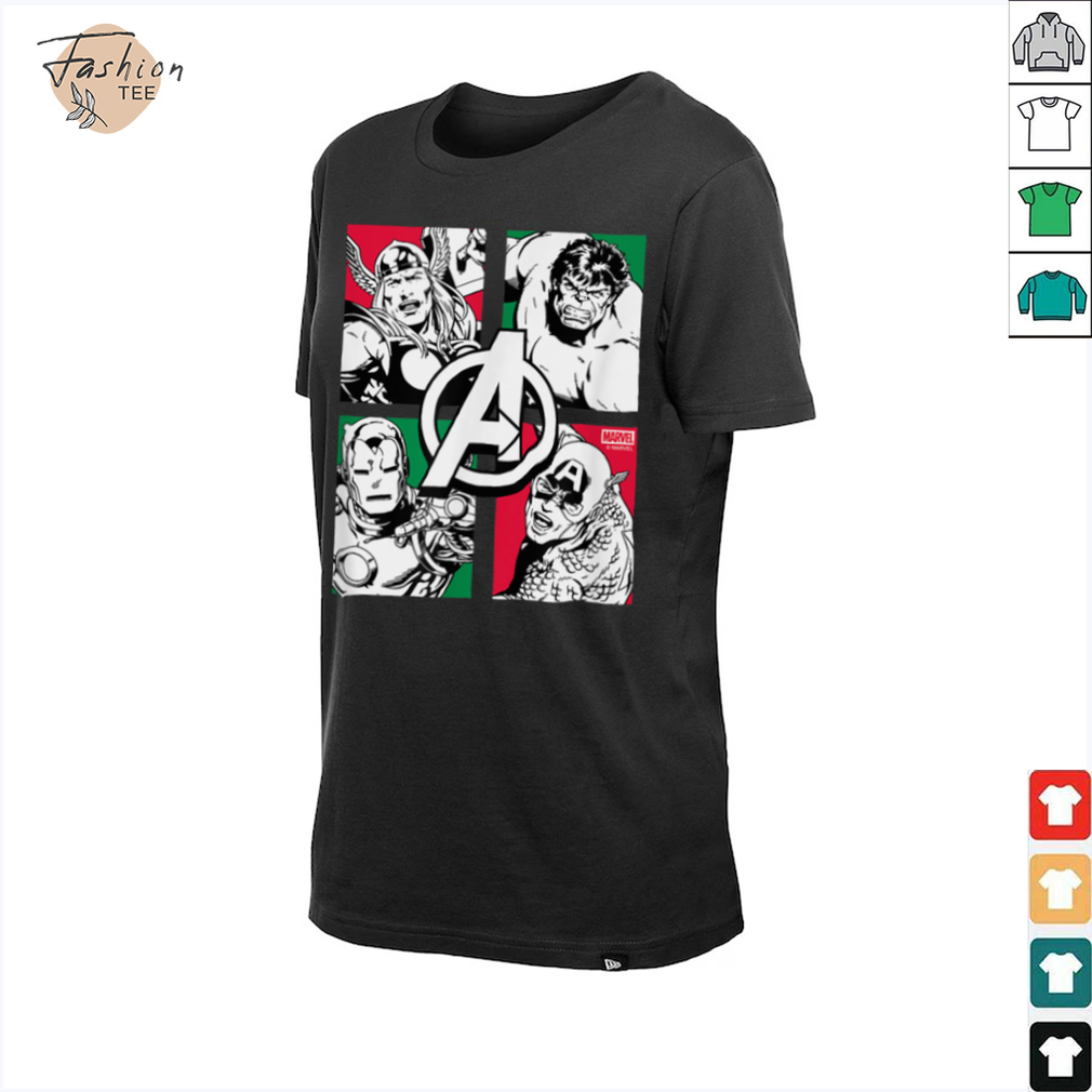 Close-up of The Avengers Christmas Grid Shirt design