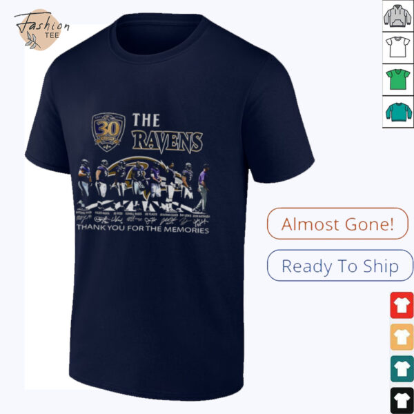 The Baltimore Ravens Abbey Road 30 Seasons Thank You For The Memories signatures shirt