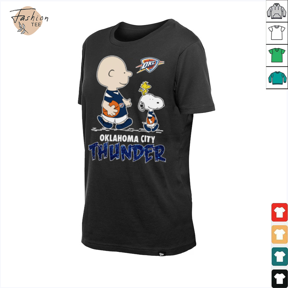 The Peanuts Characters X Oklahoma City Thunder Basketball Shirt - Close Up Design