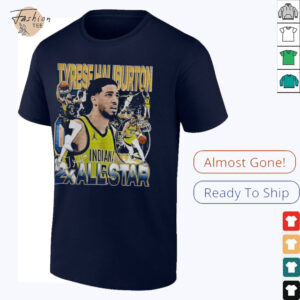 Tyrese Haliburton Pacers 2x All star signature shirt