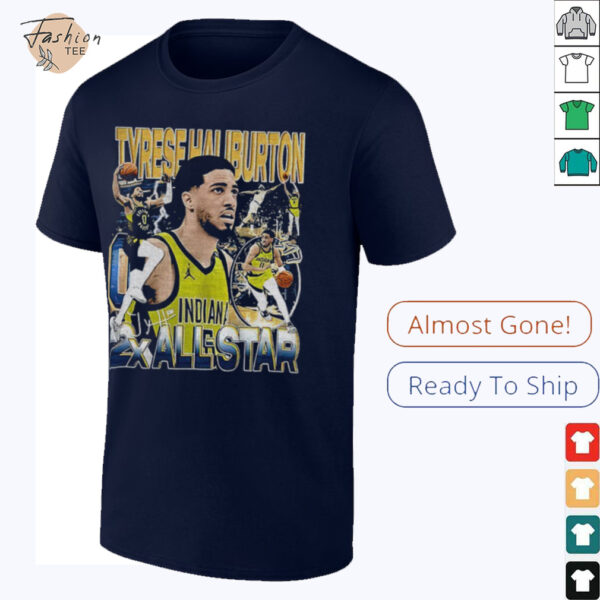 Tyrese Haliburton Pacers 2x All star signature shirt