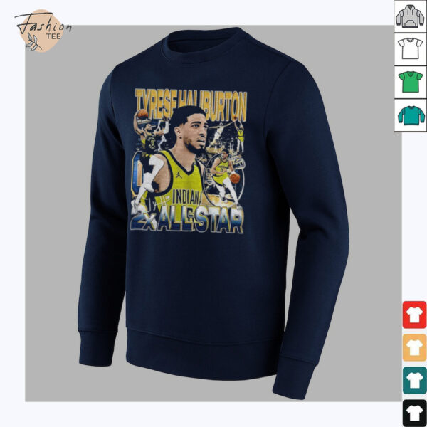 Tyrese Haliburton Pacers 2x All star signature shirt