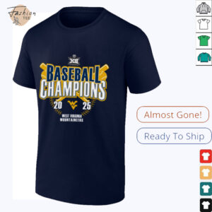 West Virginia Mountaineers 2025 Big 12 Baseball Champions T Shirt