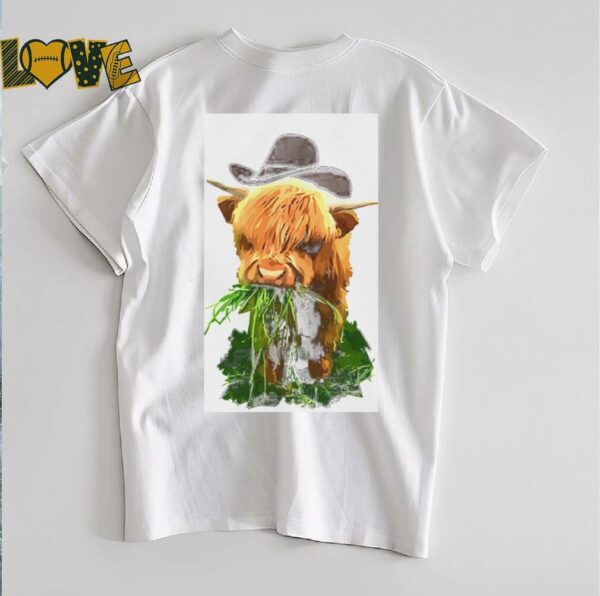 Western grazing cow crew shirt
