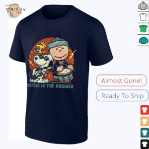 Woodstock Snoopy and Charlie Brown music is the answer shirt