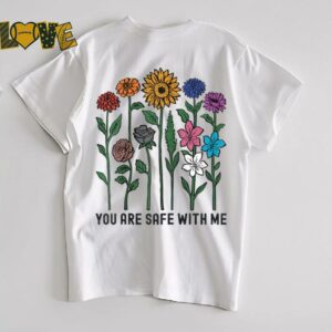 You Are Safe With Me Wildflower LGBTQ Pride Ally You’re Safe Raglan Baseball Tee