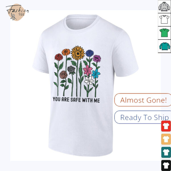 You Are Safe With Me Wildflower LGBTQ Pride Ally You’re Safe Raglan Baseball Tee