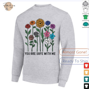 You Are Safe With Me Wildflower LGBTQ Pride Ally You’re Safe Raglan Baseball Tee